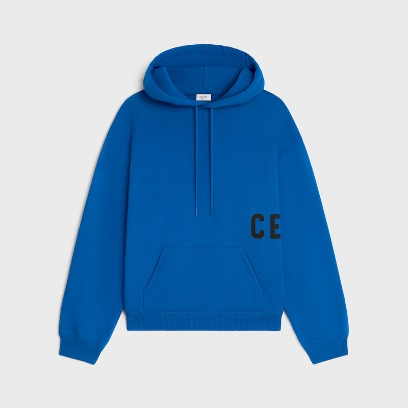 P369 CE印花帽衫蓝色