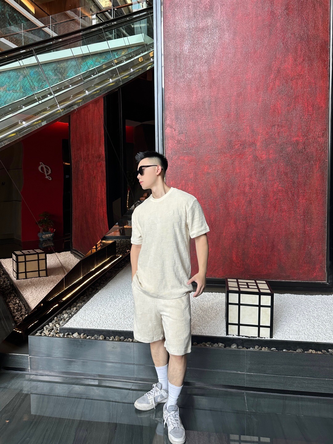 P309 棋盘格提花短裤 杏色 · image 19